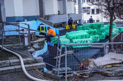 Stuttgart Mitte: Dehnfugenbrand auf Baustelle am Landgericht